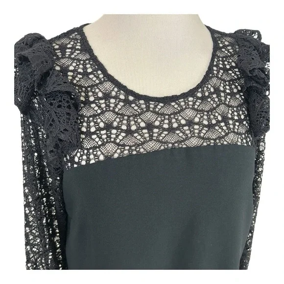 LILLY PULITZER Karolina Black Lace DRESS 12 Shift Ruffle Party Holiday Onyx - Picture 4 of 16